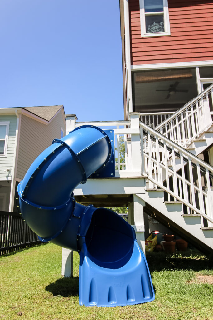 Turbo Tube Slide attached to stair deck