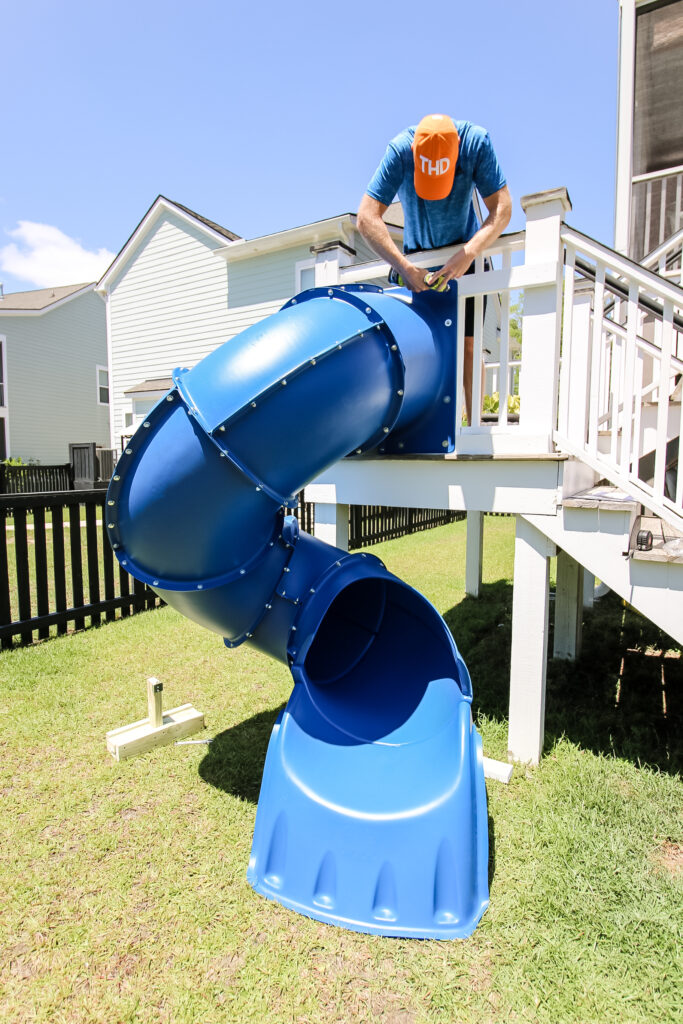 Screwing turbo tube slide into deck