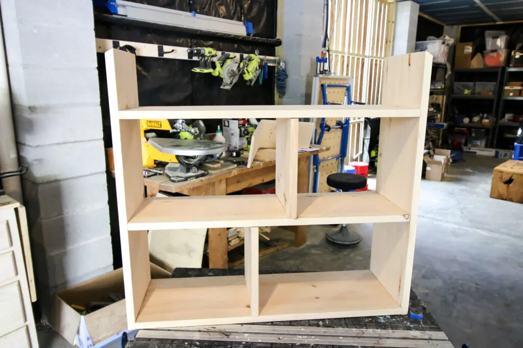 Building frame of DIY dollhouse bookshelf