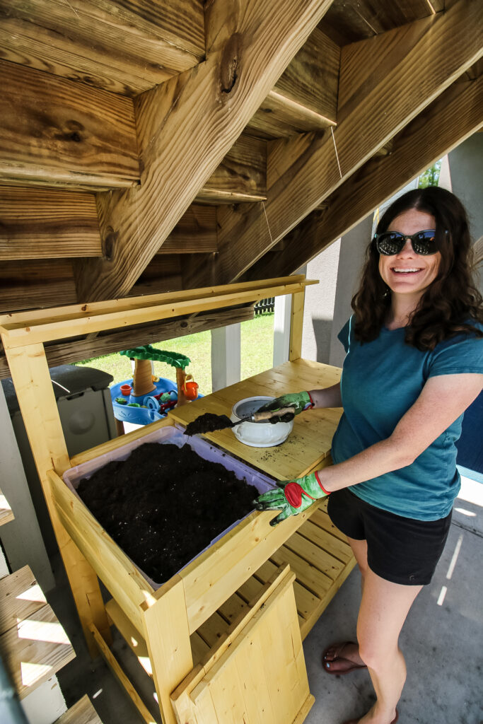 How to build a DIY potting bench with hidden storage - Charleston Crafted