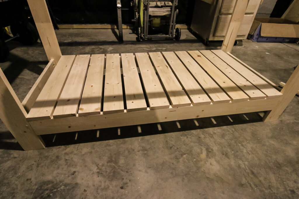 Lower slats on potting bench