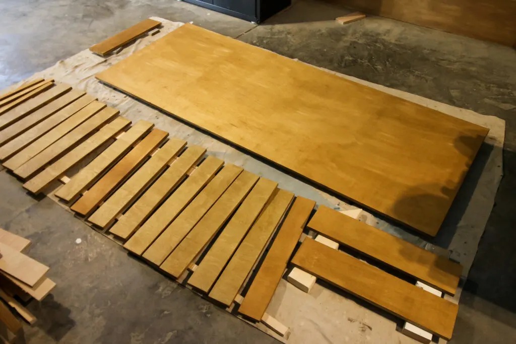 Plywood pieces cut from Adaptive Cutting System