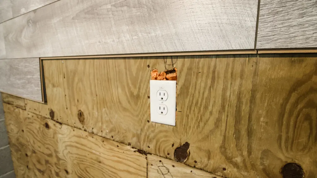 Outlet on wall before spacer