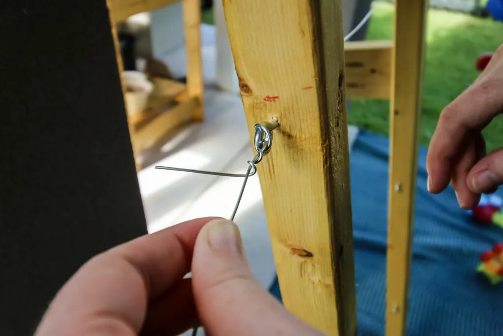 Attaching eye hooks and wire