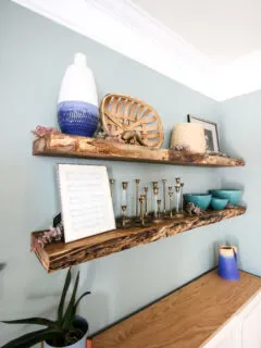 How to make DIY live edge floating shelves from a hardwood slab - Charleston Crafted