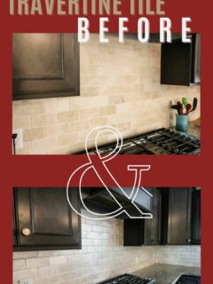 how to paint travertine tile backsplash