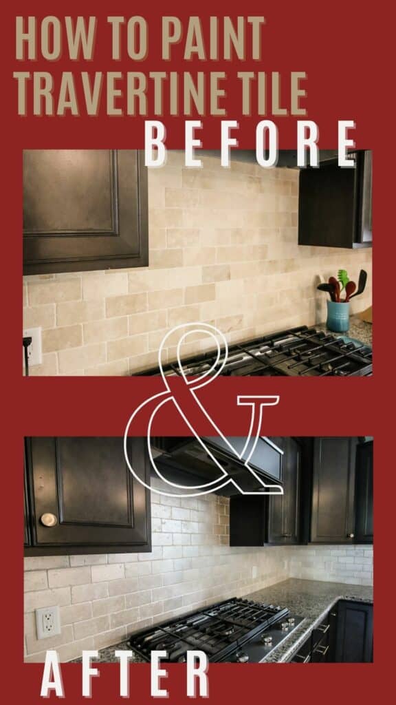 how to paint travertine tile backsplash