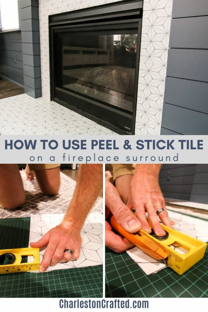 how to use peel and stick tile on a fireplace surround