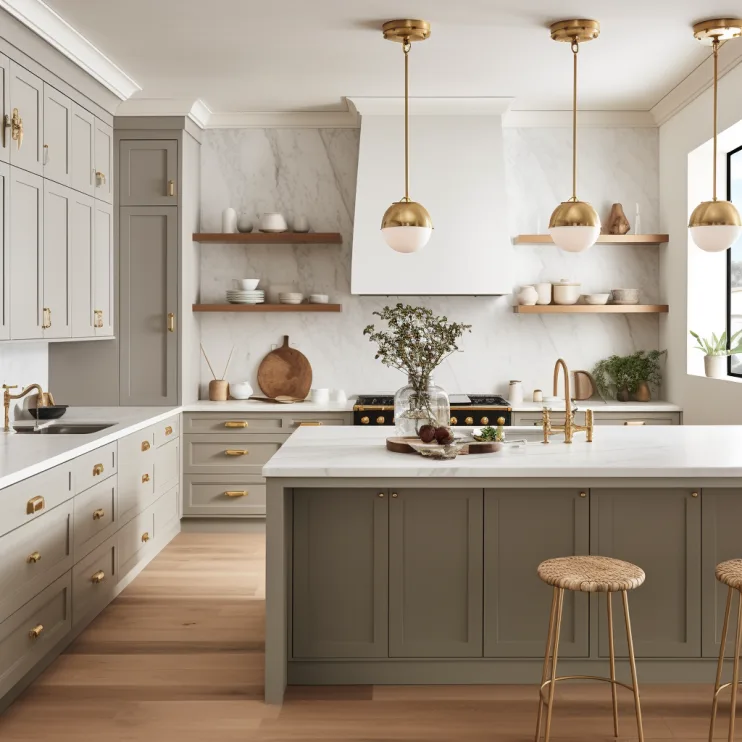 kitchen with gold accents