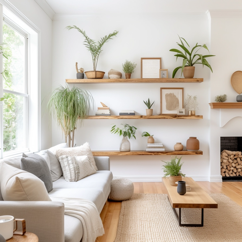 living room decorated with natural elements
