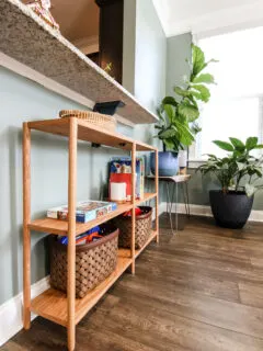 DIY dowel rod bookshelf - Charleston Crafted