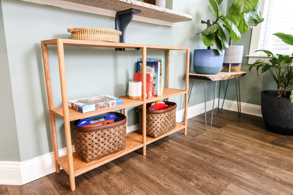 DIY dowel rod bookshelf - Charleston Crafted