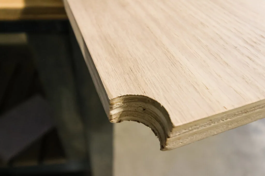 Hole cut in corner for dowel