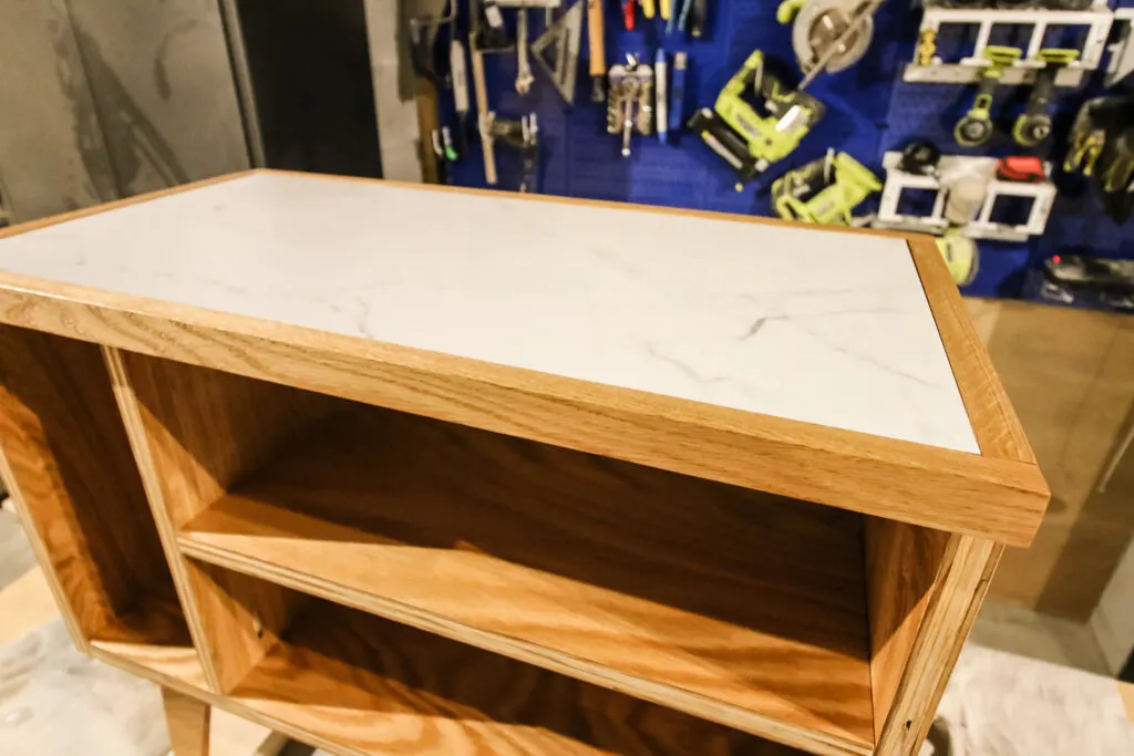 Attaching tile top to side table