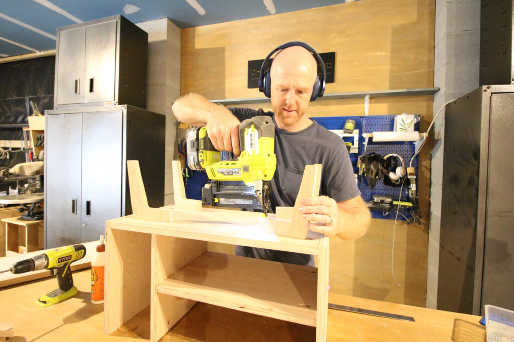 Nailing legs onto bottom of side table