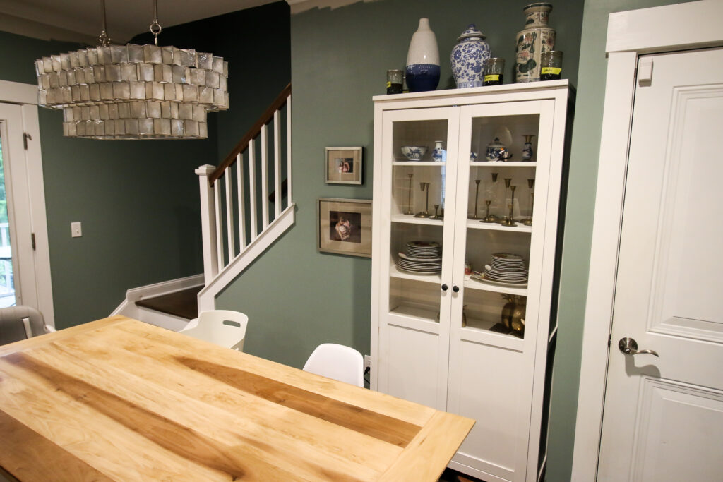 Dining space before with IKEA Hemnes cabinet