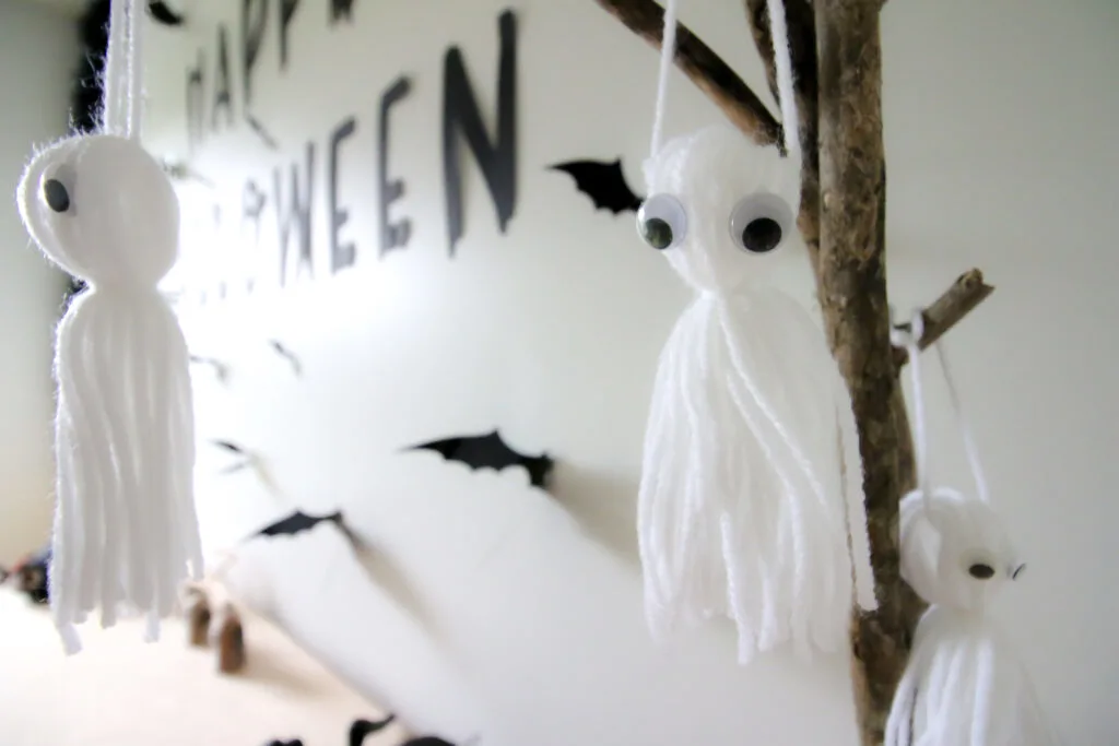 halloween ghost yarn tassels