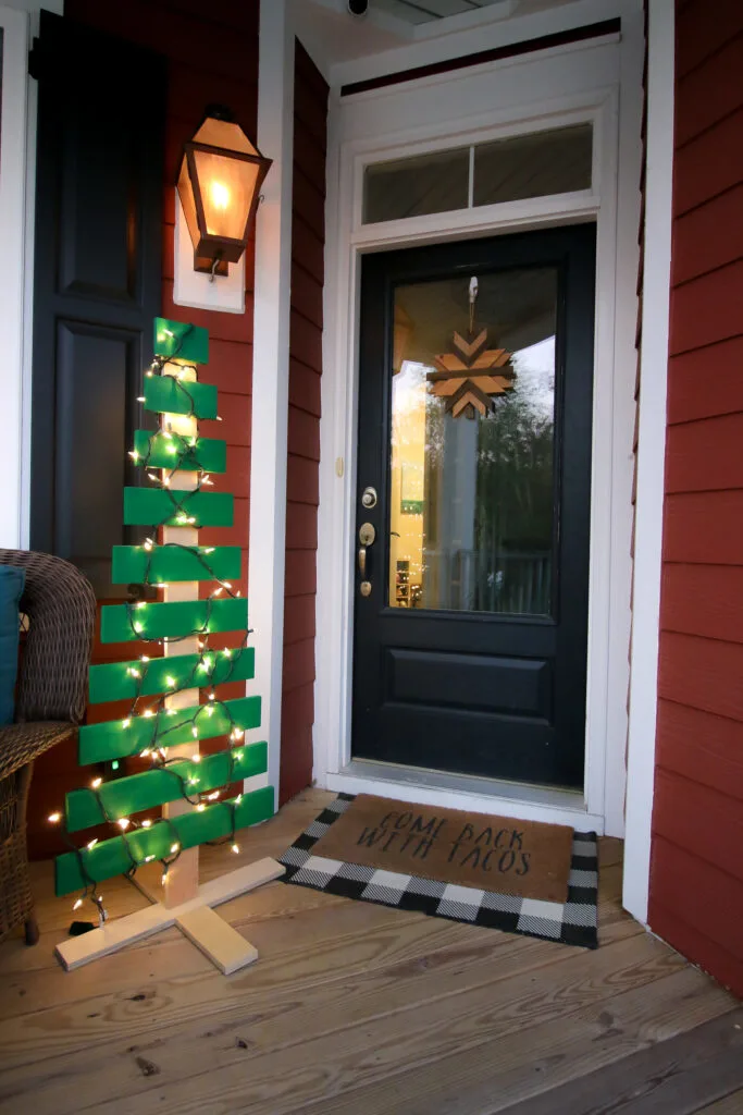 DIY wooden Christmas tree with lights