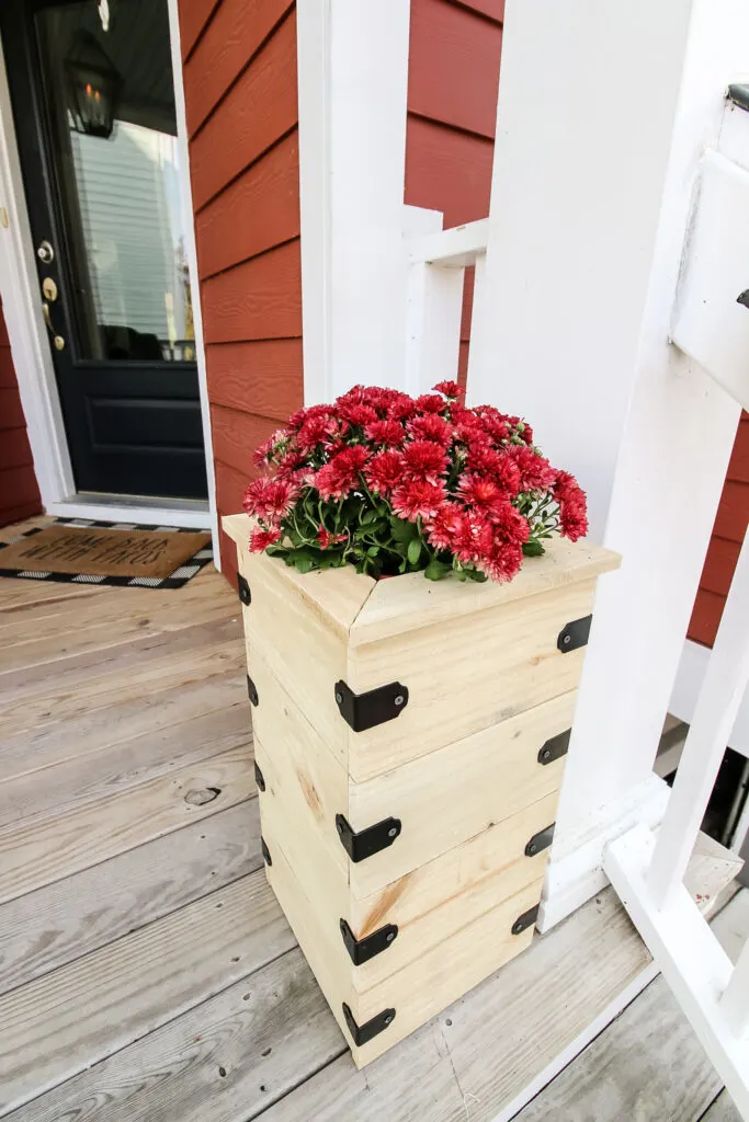 Simple DIY planter box with mums