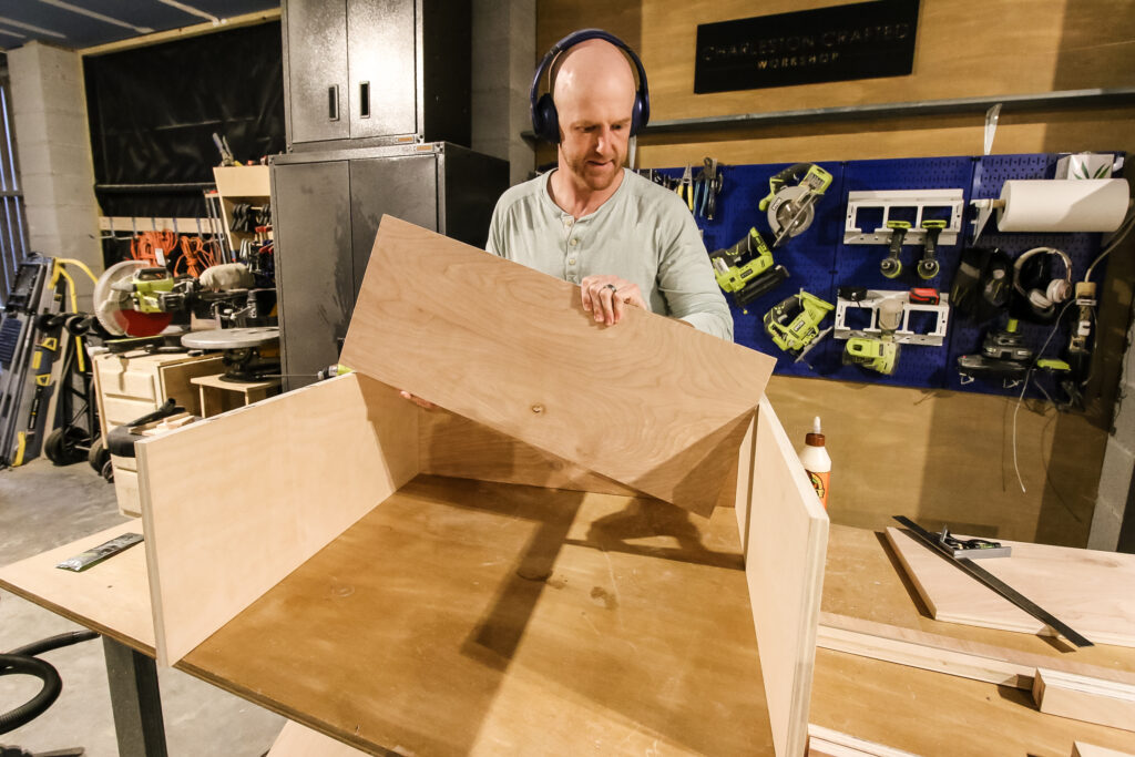 Building shelf section of diy kids art table