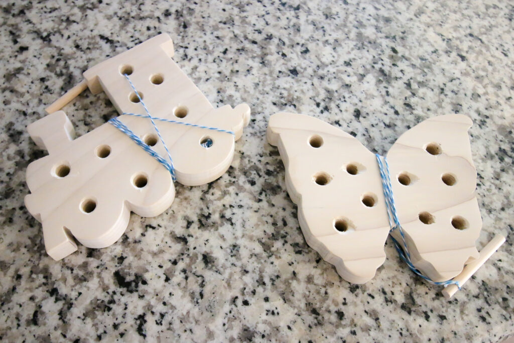 How to make a DIY wooden lacing toy - Charleston Crafted