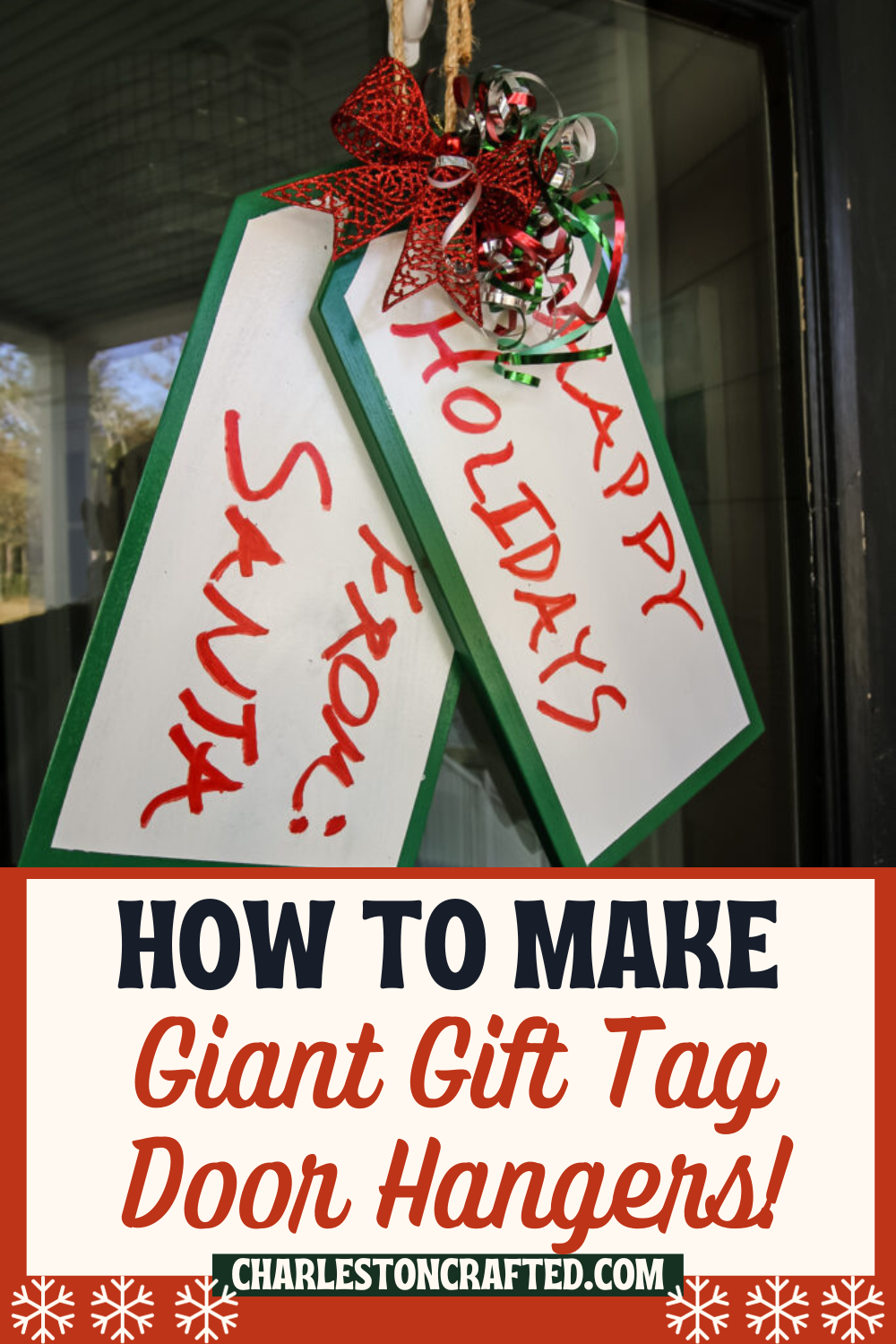 How to make giant gift tag door hanger - Charleston Crafted