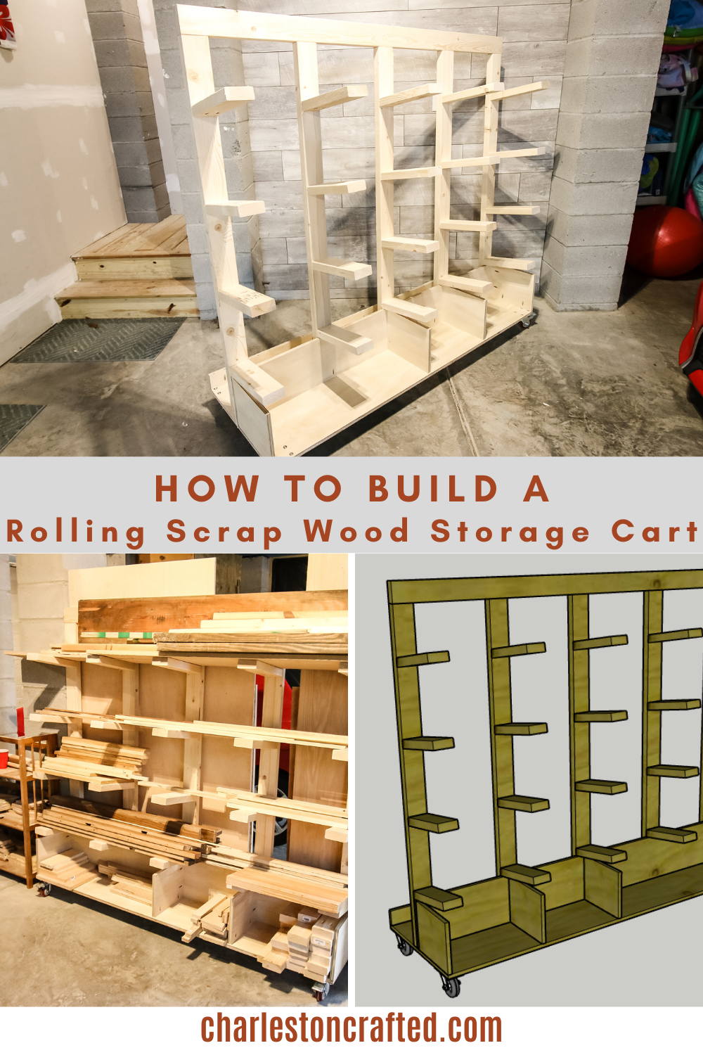 How to build a rolling scrap wood storage cart - Charleston Crafted