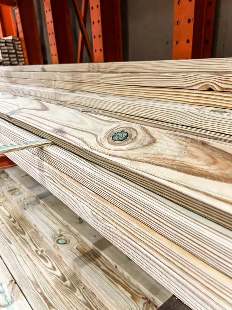 Pressure treated lumber at Home Depot