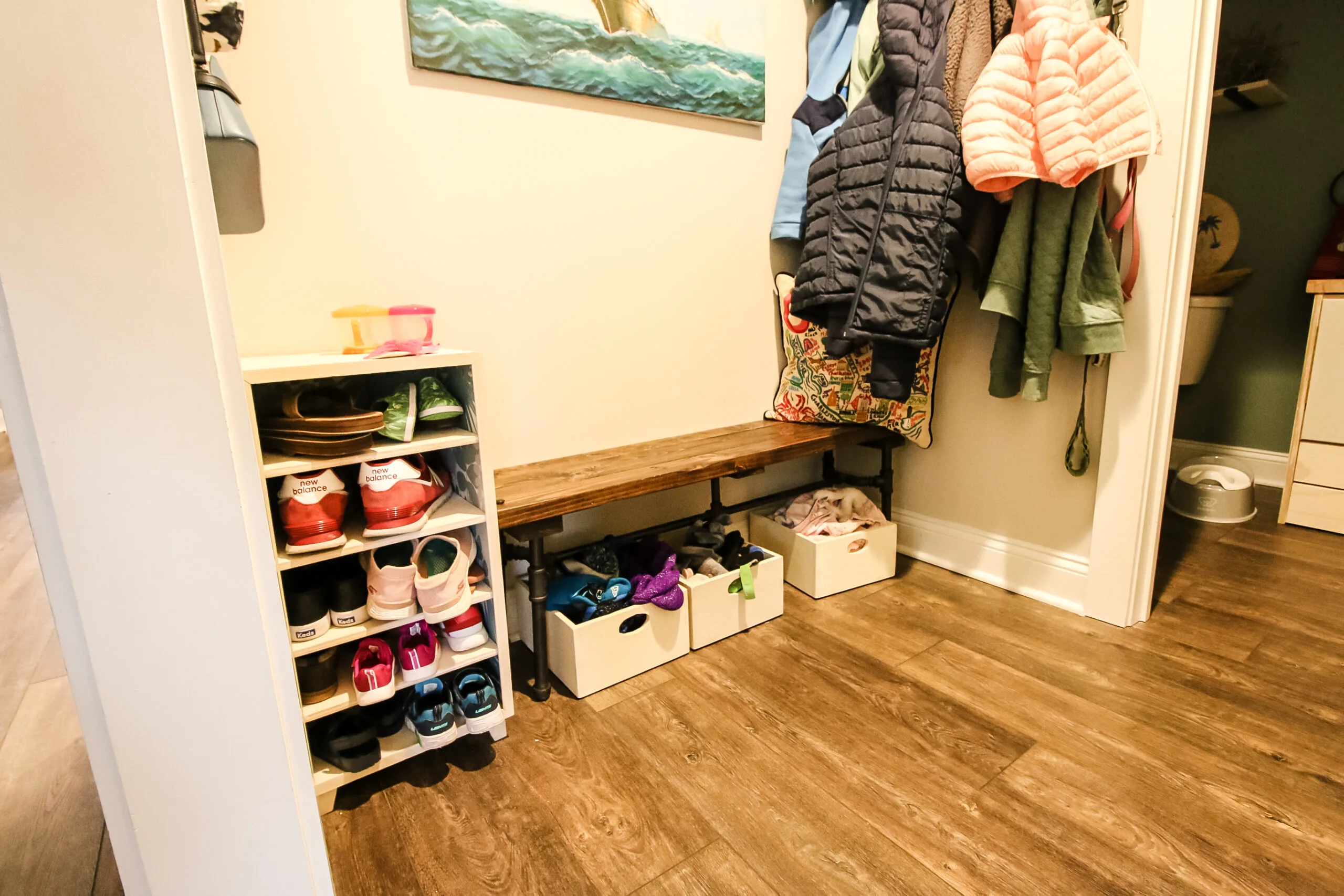 Mudroom items before renovation