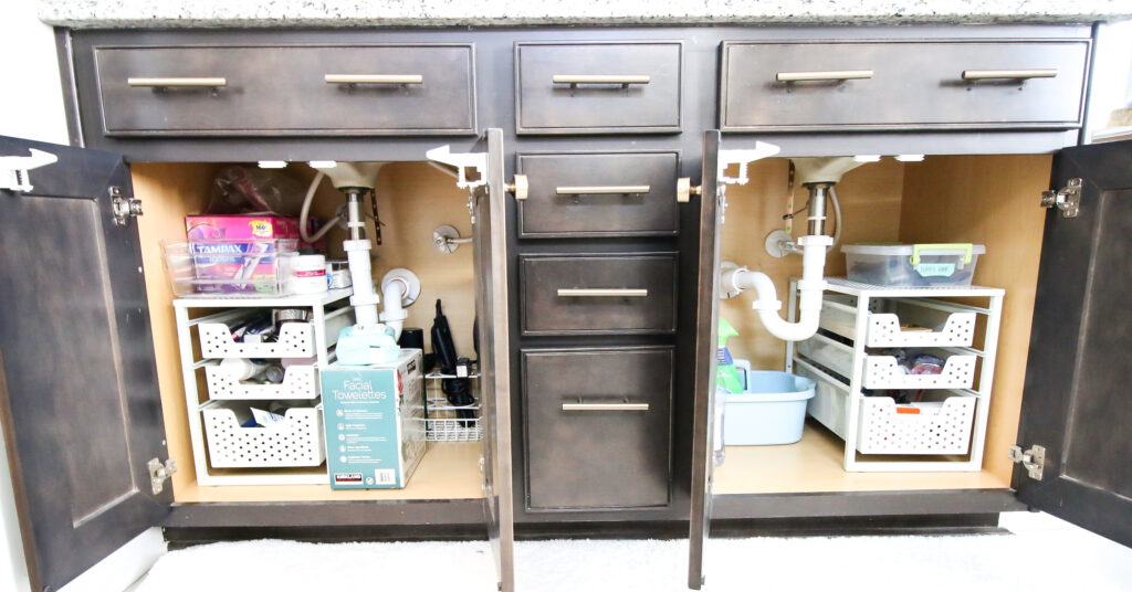 organization under a bathroom sink