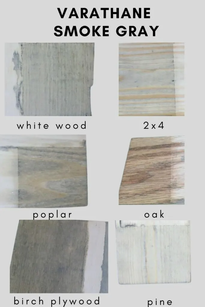 Varathane Smoke Gray stain on different types of wood