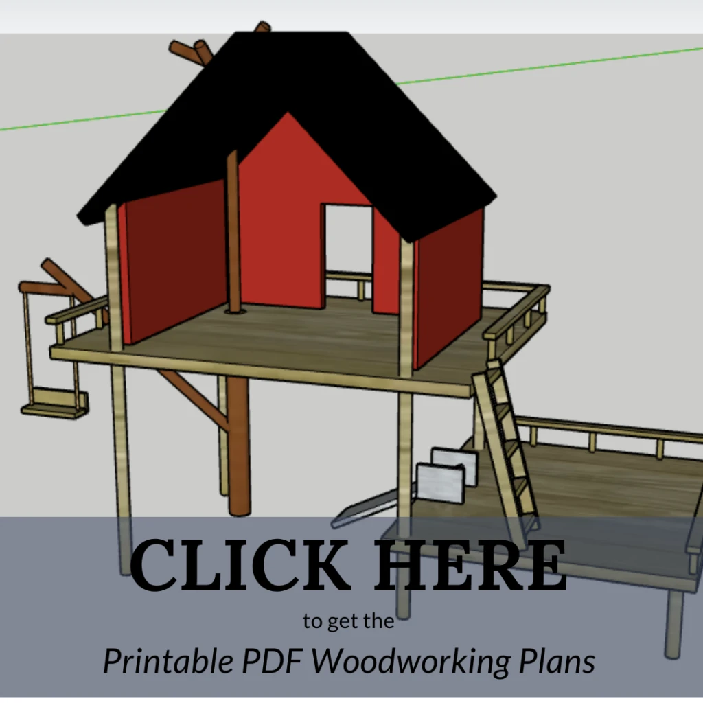 Link to buy woodworking plans for DIY wooden toy treehouse