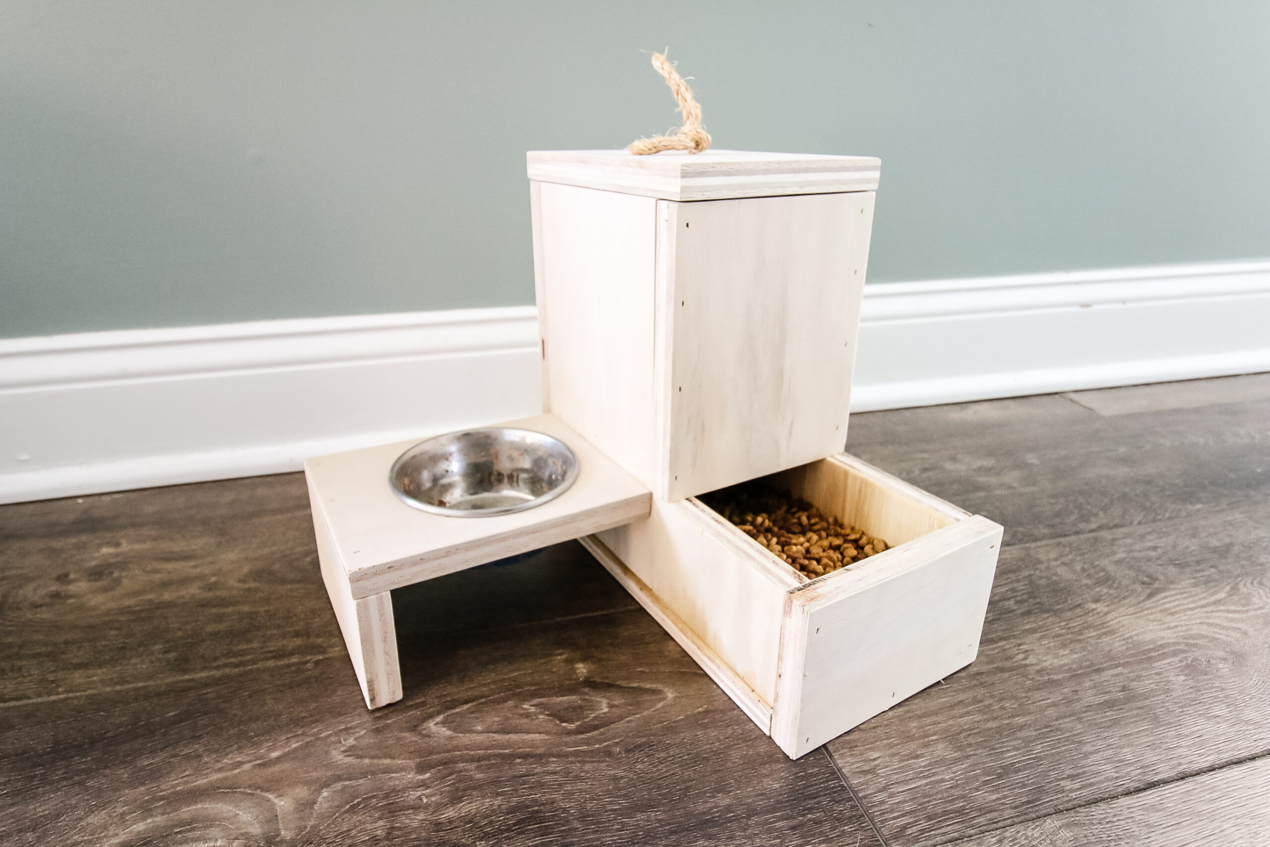 Pet Feeder Station, Dog and Cat Food Storage Feeding Station, Food