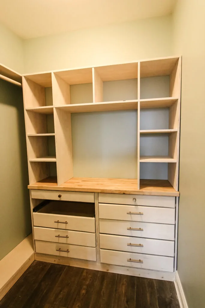 Cubbies after attached to dresser top