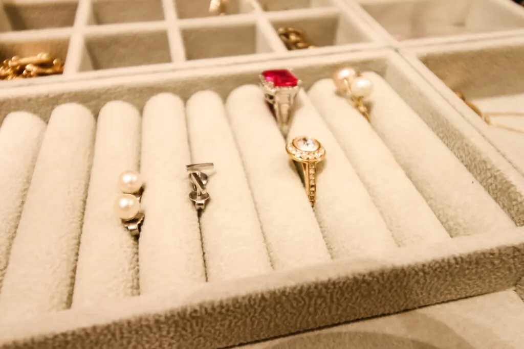 rings organized in a drawer