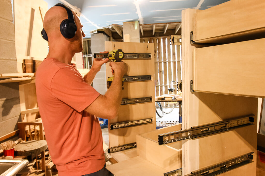 Aligning drawer slides in dresser box