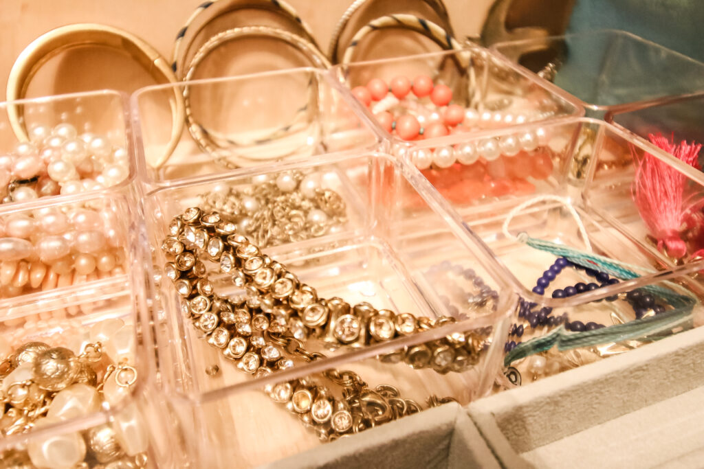 bracelts organized in a drawer