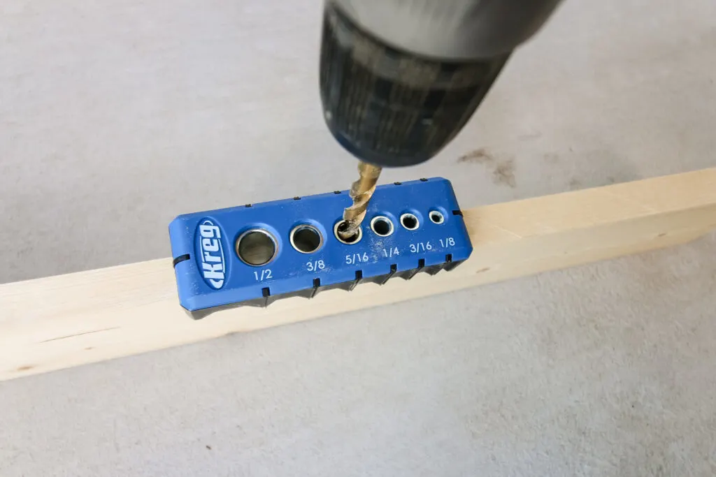 Drilling into wood with Kreg Drilling Guide