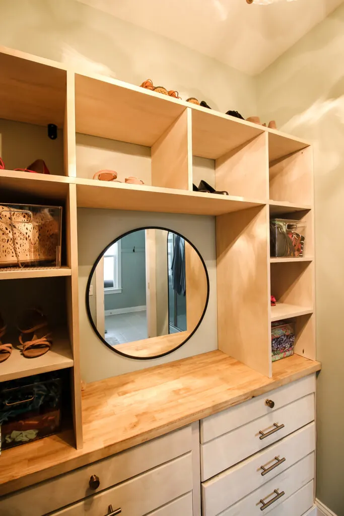 Cubby storage attached to dresser top