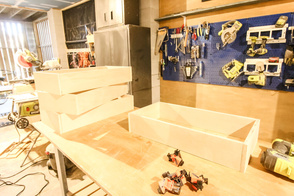 Assembled drawer boxes for built in dresser