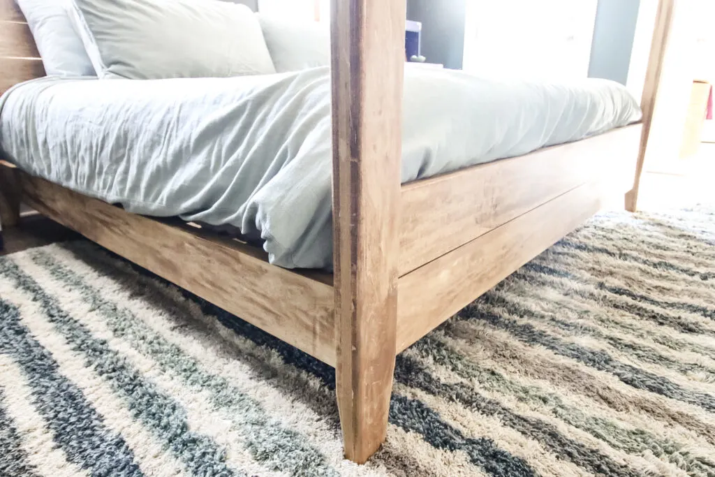 Footboard on DIY canopy bed