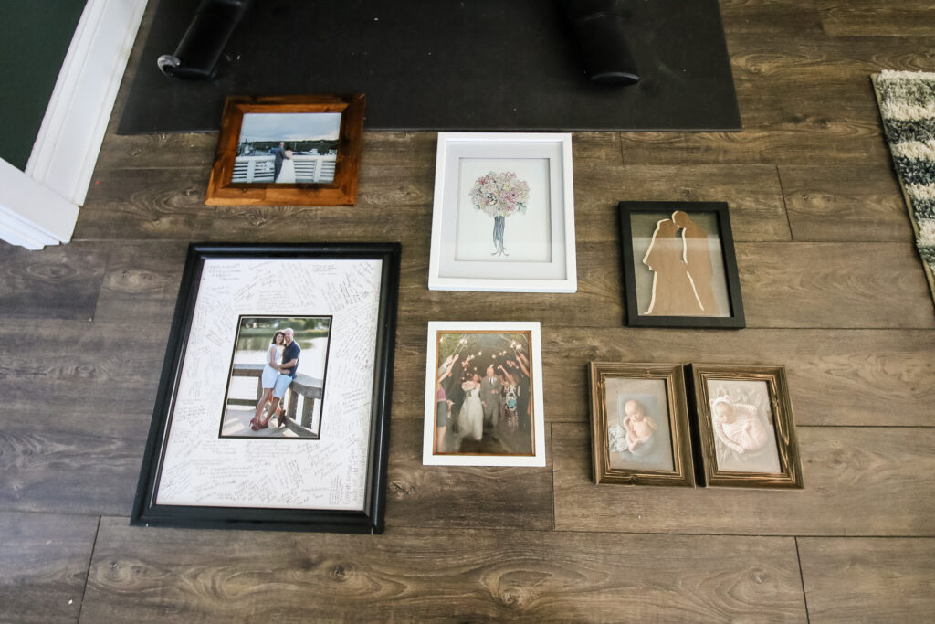 laying out a gallery wall on the floor