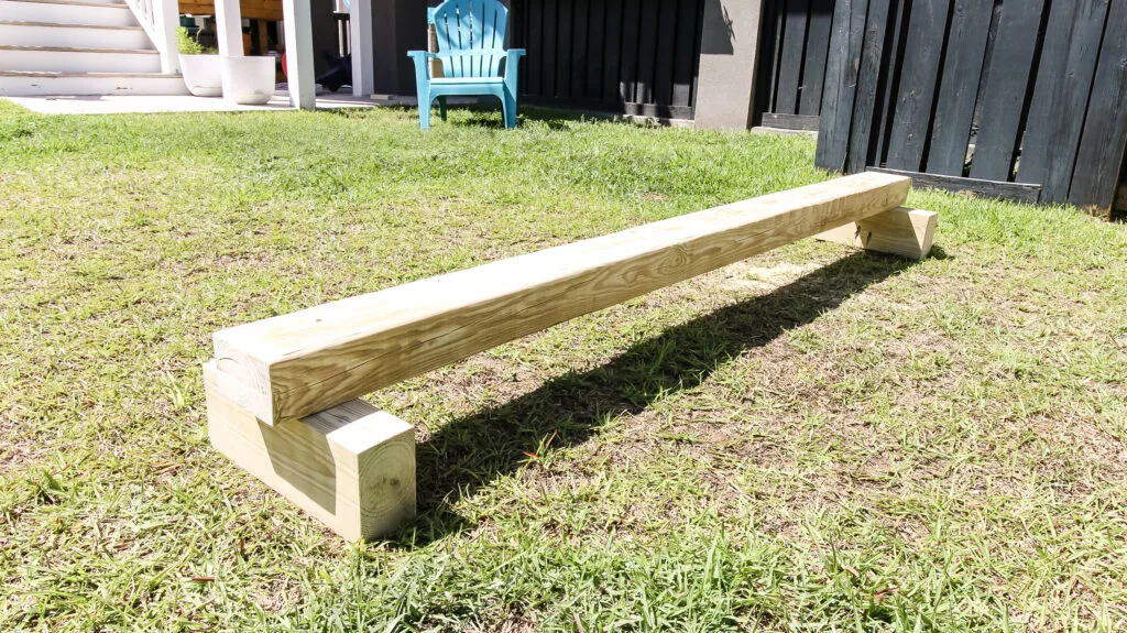 DIY balance beam built from 4x6 beam