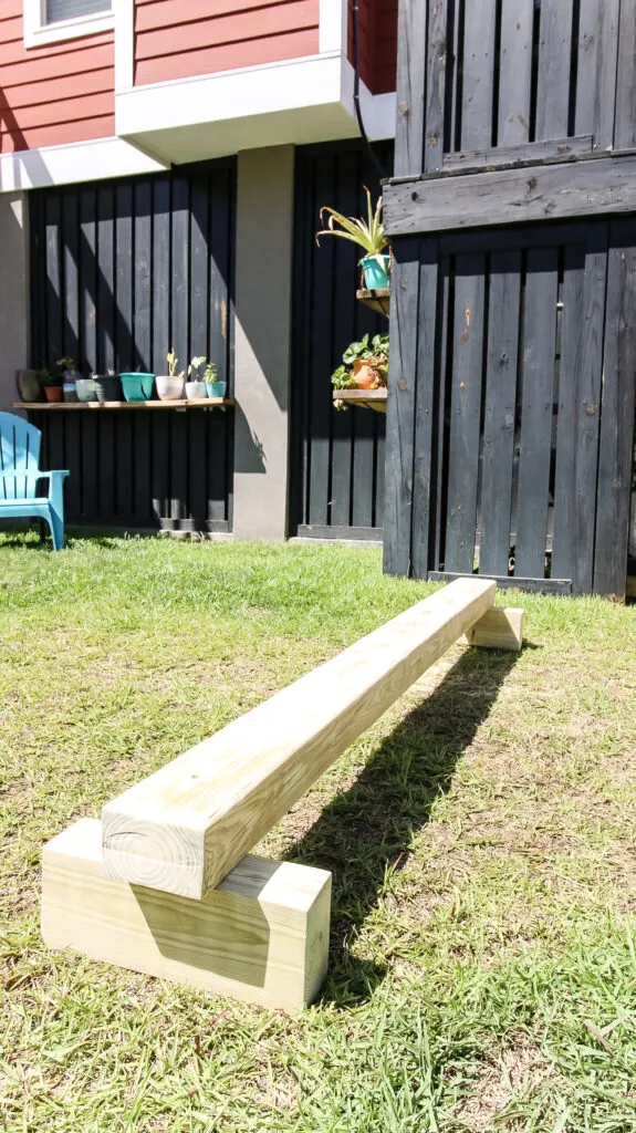 DIY balance beam after attaching legs