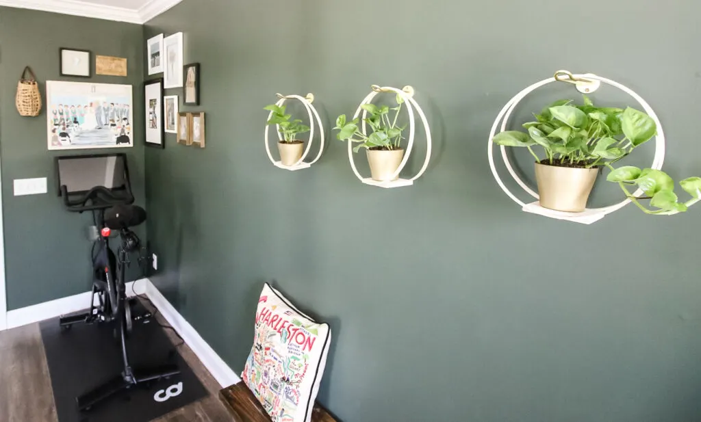 Hanging wood hoop planters