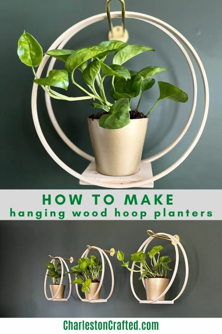 how to make hanging wood hoop planters