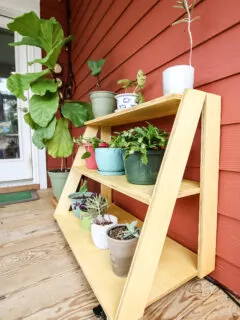Side view of angled plant stand