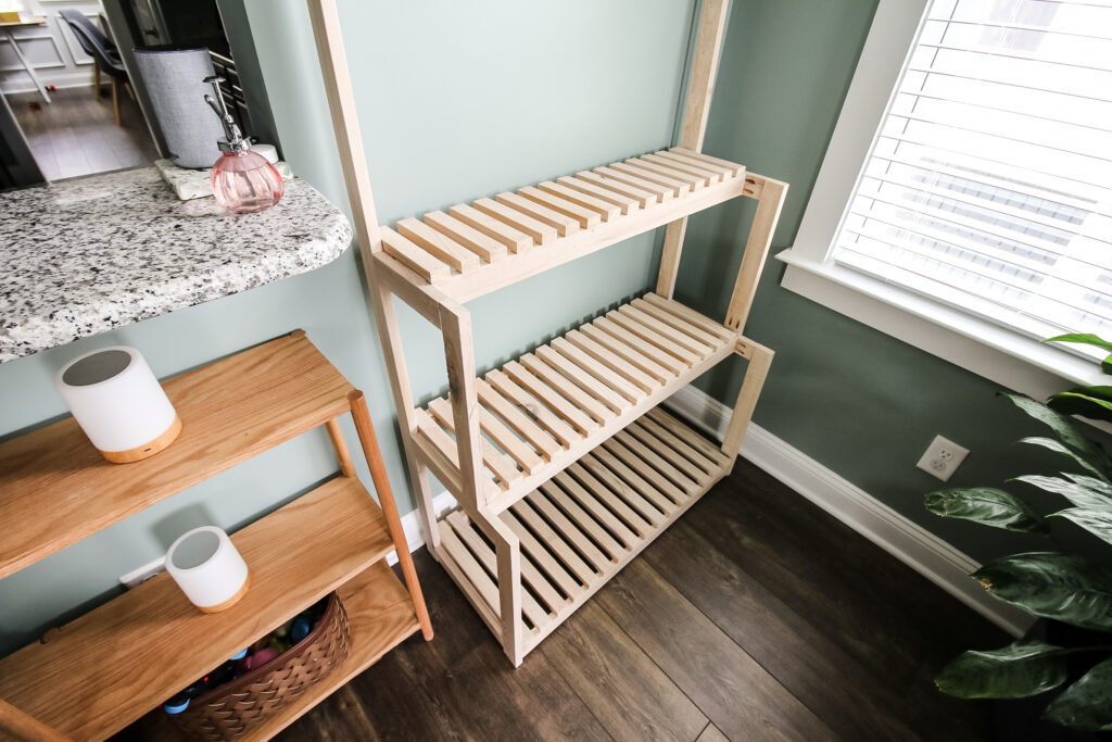 Slatted plant stand after staining