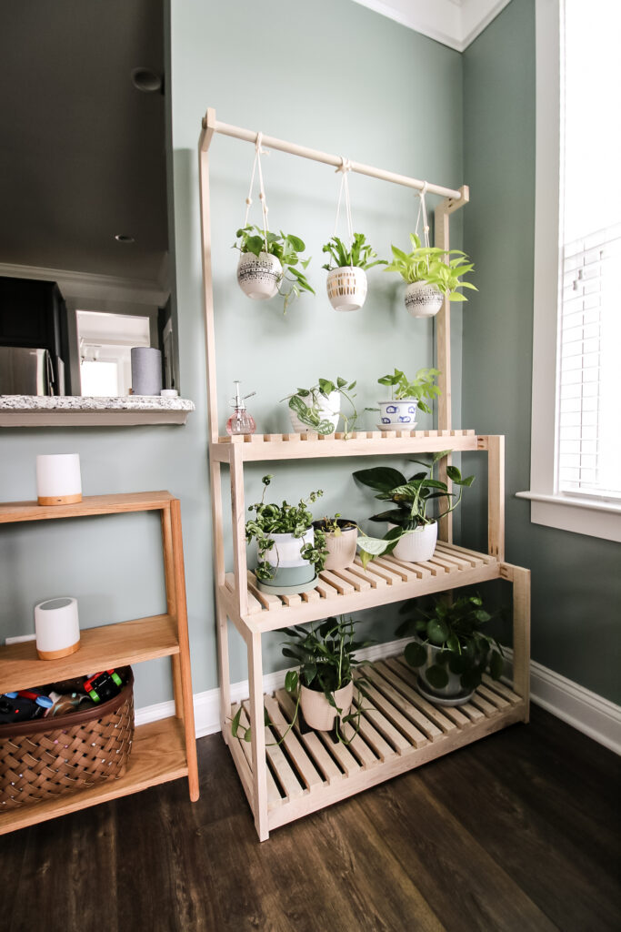 DIY plant stand with hanging bar - Charleston Crafted