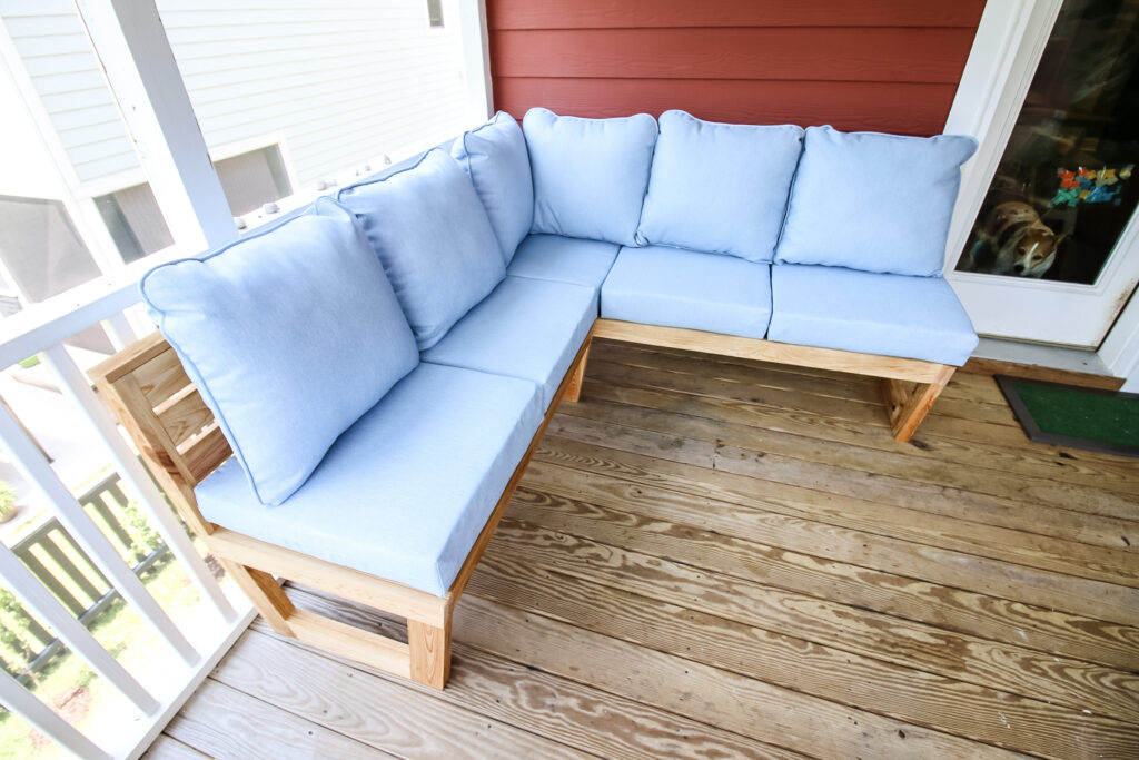 DIY outdoor sectional with couch cushions